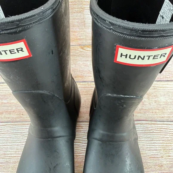Hunter Original Short Rain Boots Black Matte Waterproof Womens 10M 1881032 - Picture 7 of 9